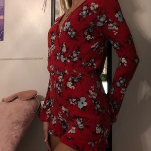 red flowery romper